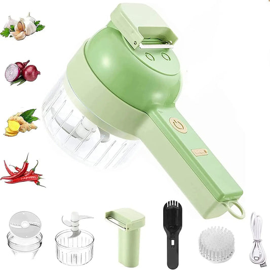 4-in-1 Electric Vegetable Cutter – Chop, Slice, Mince & Mash Garlic, Onion & More