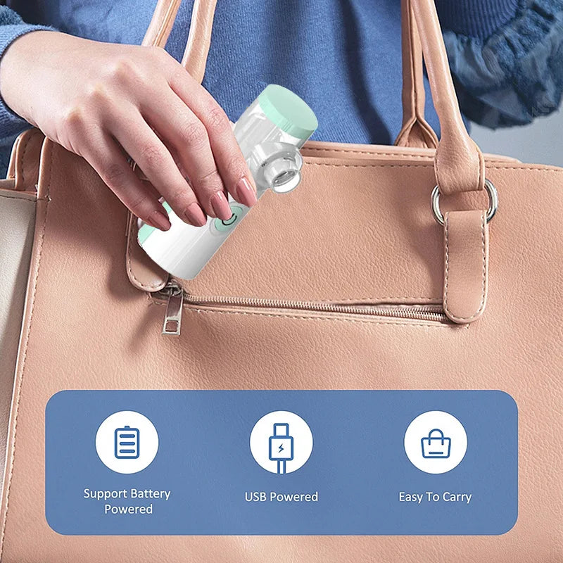 Portable Silent Mesh Nebulizer – Handheld Mini Inhaler for Asthma, Cough & Cold Relief | Medical Humidifier for Kids & Adults
