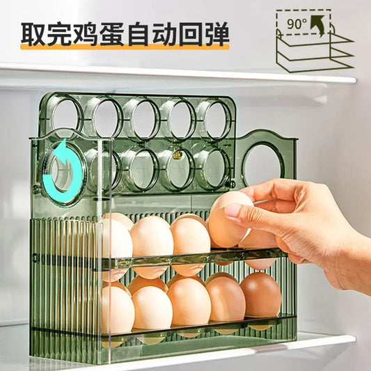 Acrylic Foldable Egg Fridge Organizer 3 Layer