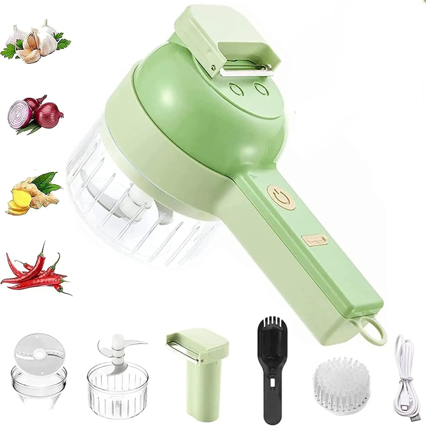 4-in-1 Electric Vegetable Cutter – Chop, Slice, Mince & Mash Garlic, Onion & More