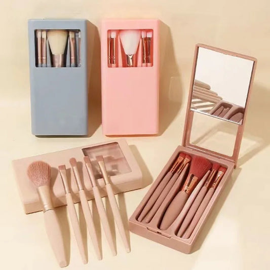 5-Piece Makeup Brush Set with Travel Storage Case and Portable Design