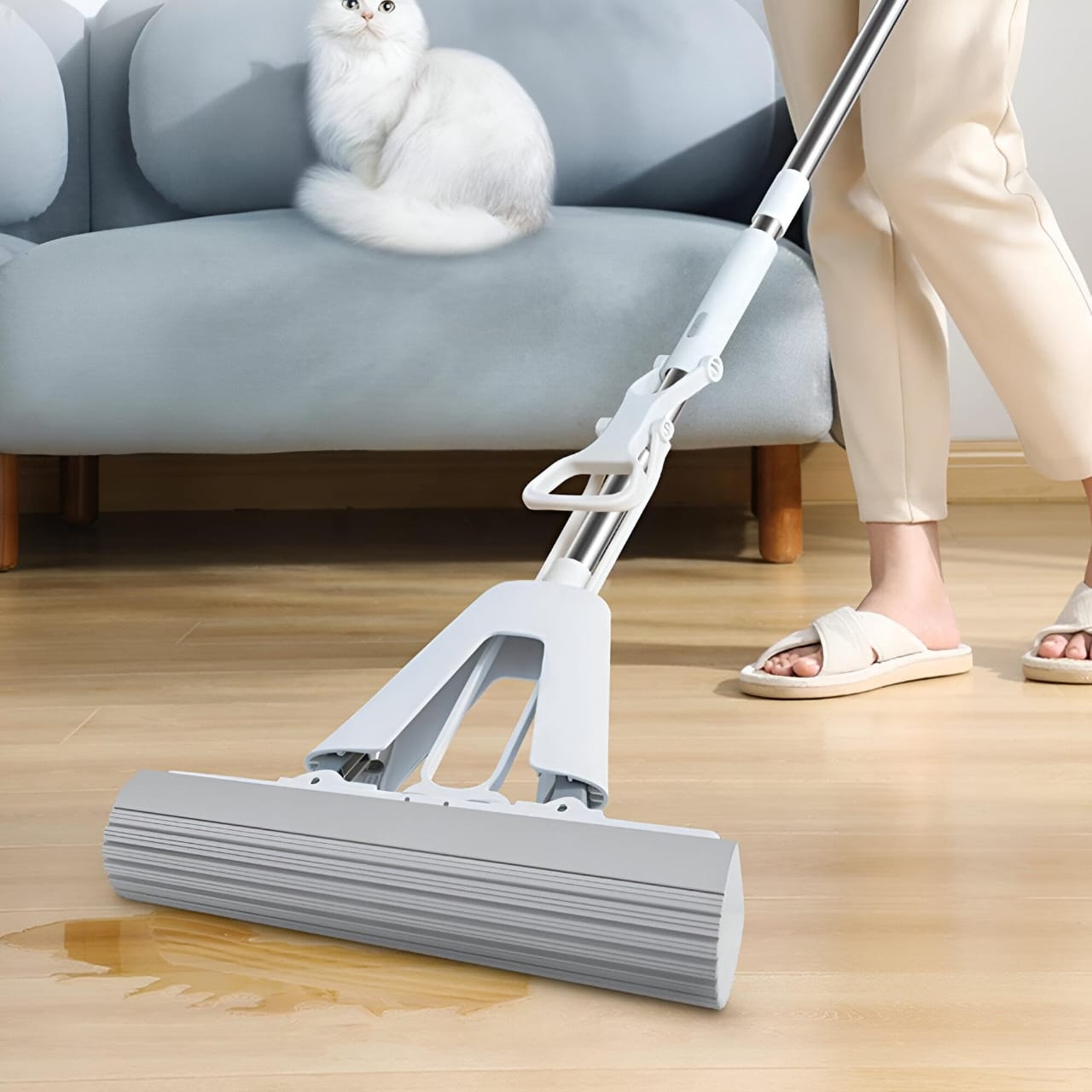 Sponge Mop with Stainless Steel Telescopic Handle