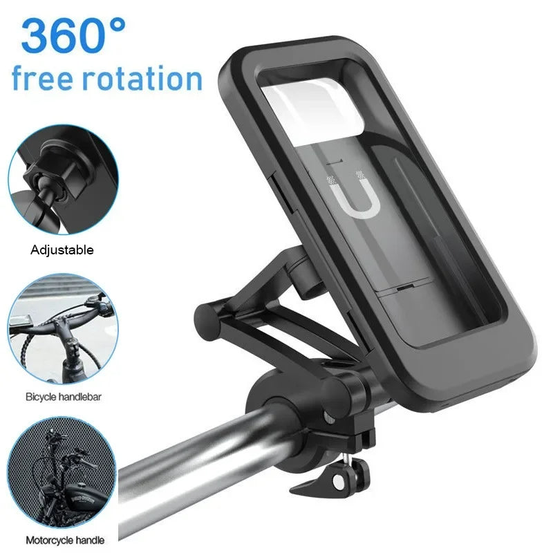 Waterproof Bicycle Mobile Phone Holder Motorcycle Stands 360°Swivel Adjustable Bike Holder