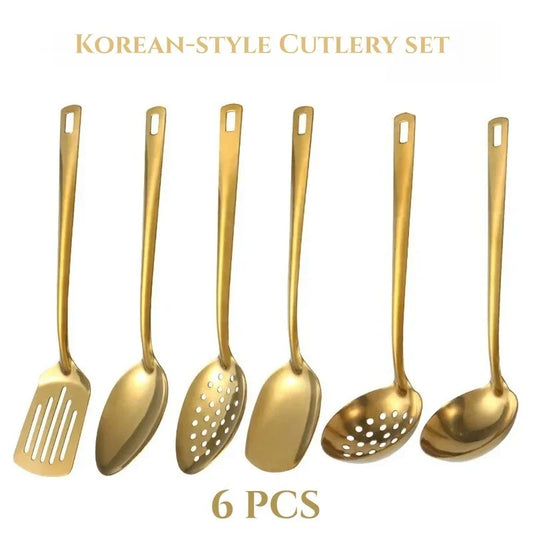 Korean-Style Stainless Steel Cutlery Set – Golden