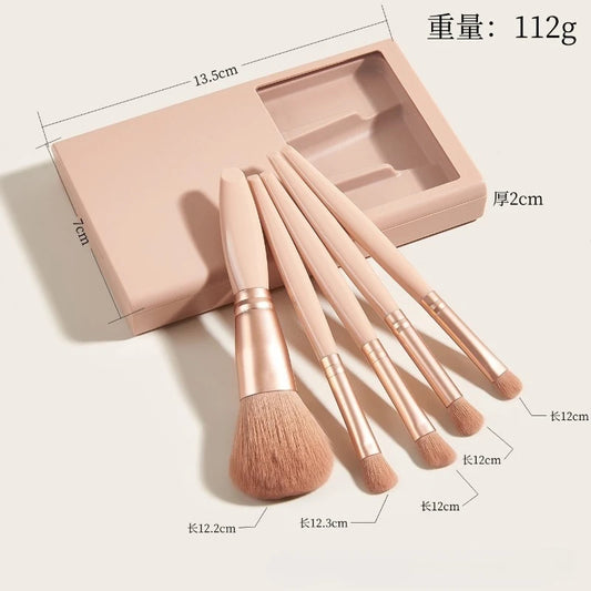 5-Piece Makeup Brush Set with Travel Storage Case and Portable Design