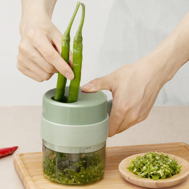 4-in-1 Electric Vegetable Cutter – Chop, Slice, Mince & Mash Garlic, Onion & More