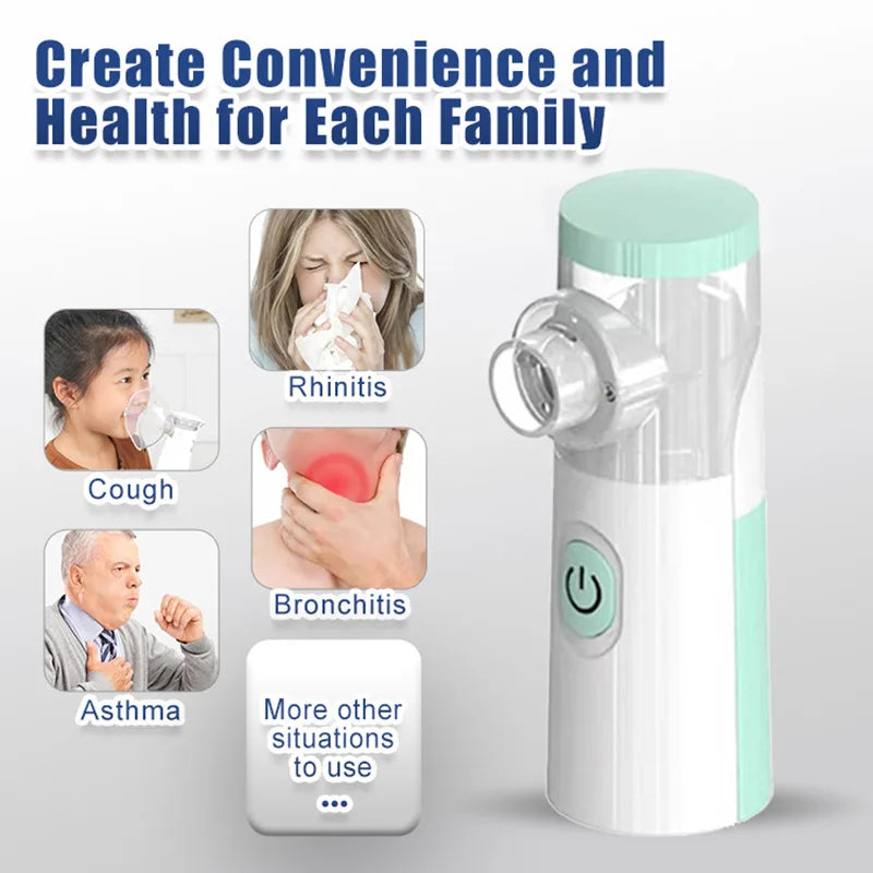 Portable Silent Mesh Nebulizer – Handheld Mini Inhaler for Asthma, Cough & Cold Relief | Medical Humidifier for Kids & Adults