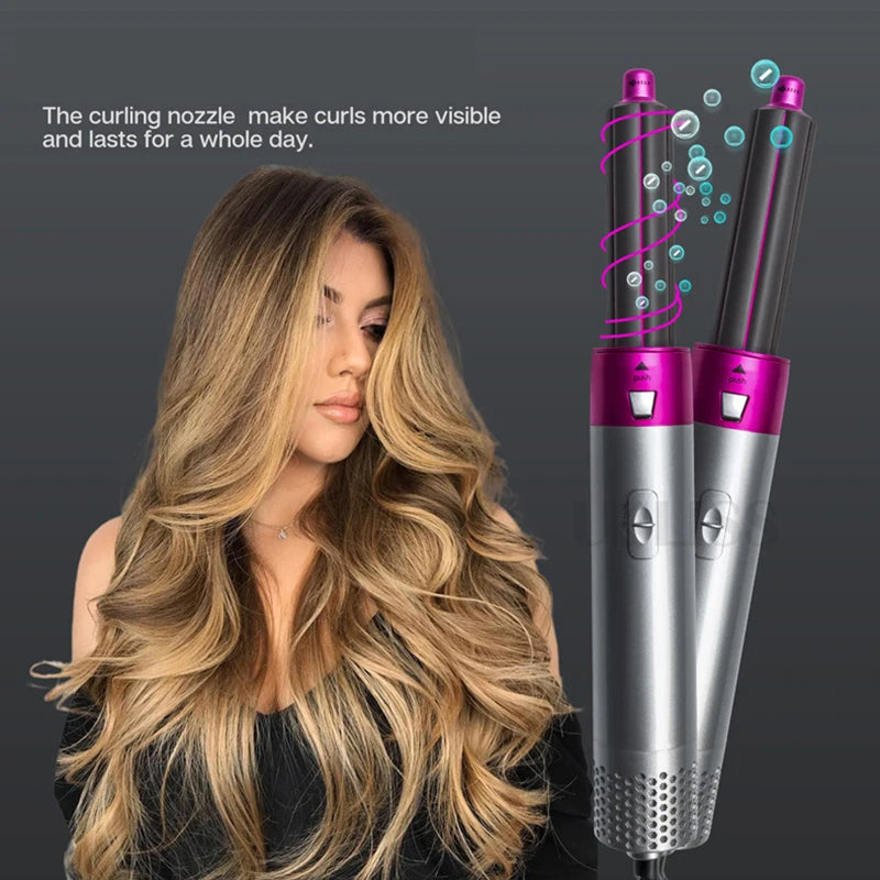 5 in 1 Hot Air Comb, Automatic Curling Iron, Dual Purpose Hair Styling Comb, European Standard Hair Dryer