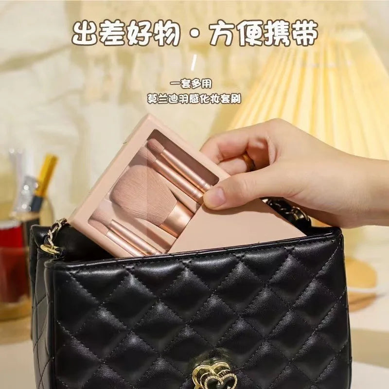 5-Piece Makeup Brush Set with Travel Storage Case and Portable Design