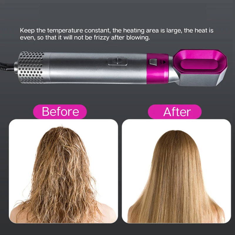 5 in 1 Hot Air Comb, Automatic Curling Iron, Dual Purpose Hair Styling Comb, European Standard Hair Dryer