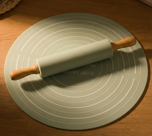 Non-Stick Silicone Dough Rolling Mat with Rolling Pin