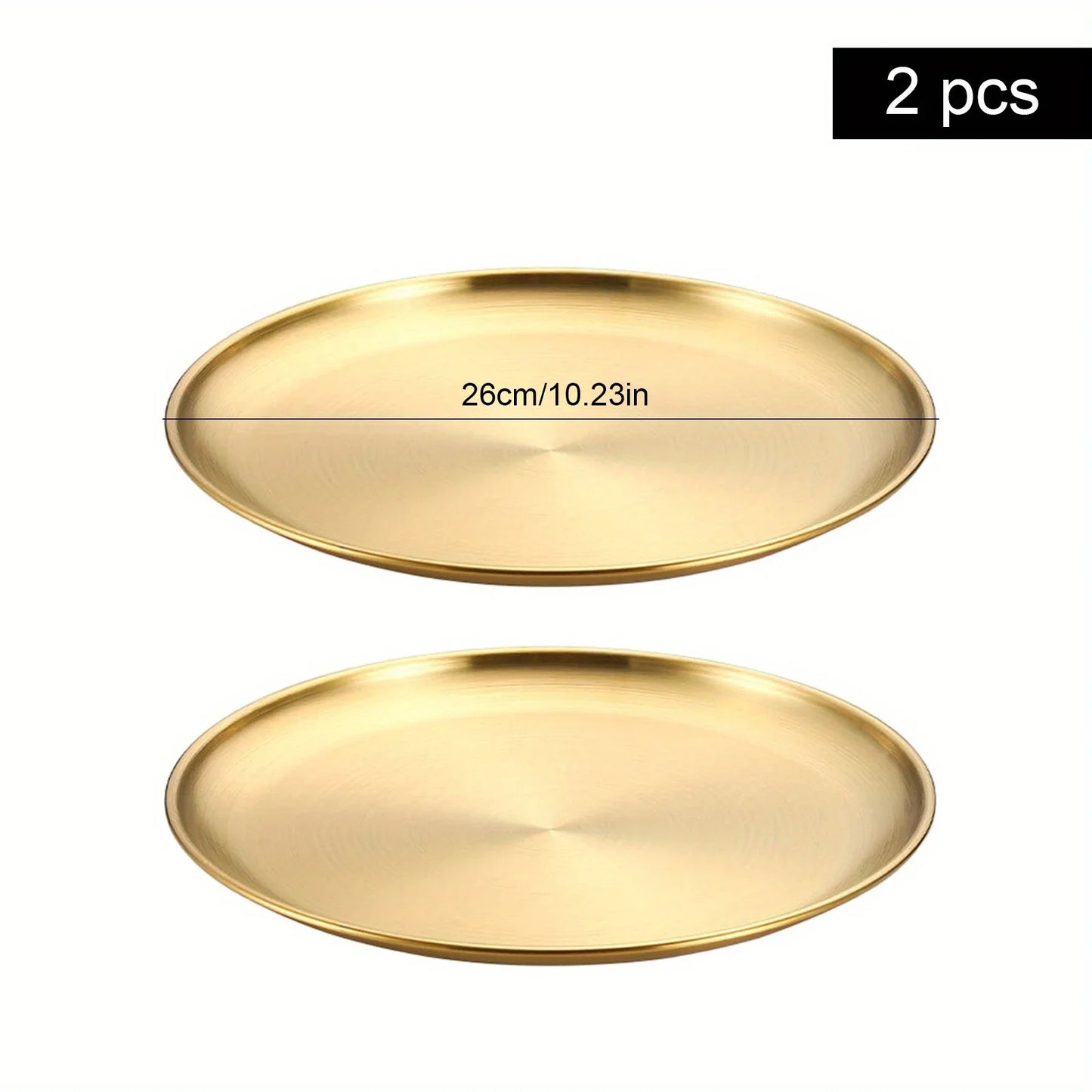 Golden Stainless Steel Round Serving Tray