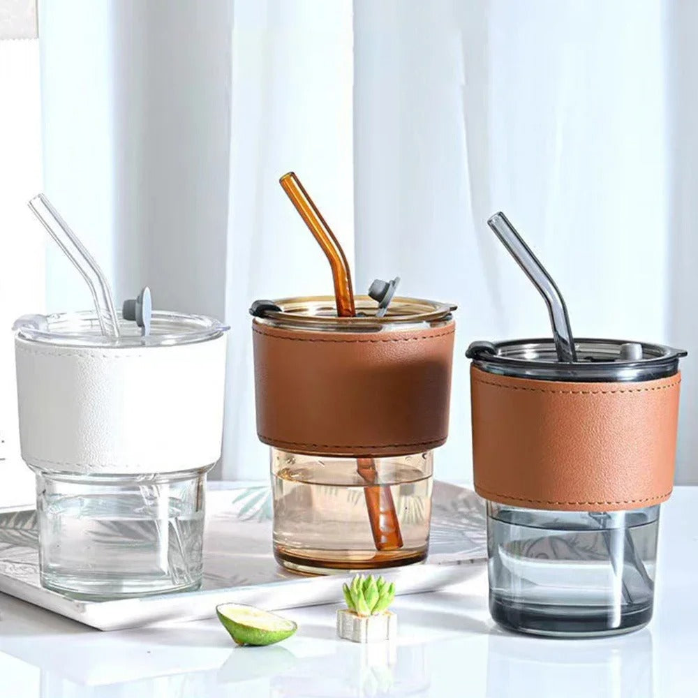 Gorgeous Glass Cup With Straw
