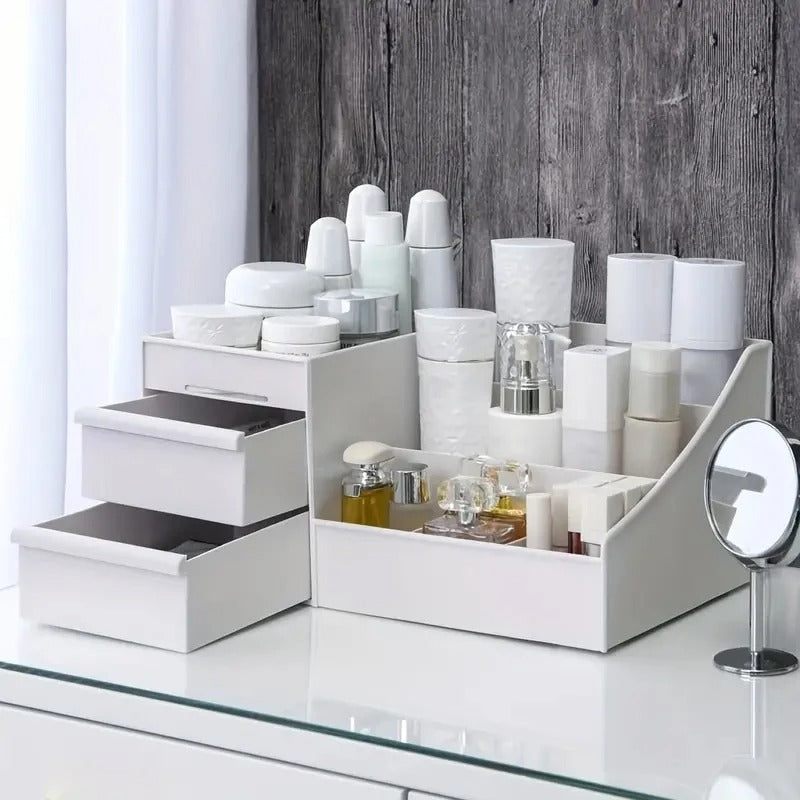 2 Drawer 9 Portion Cosmetics Plastic Table Organizer