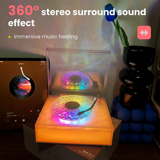 Relaxing Sound Bluetooth Speaker with LED Water Ripple Lamp