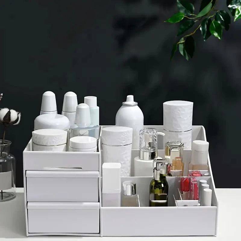 2 Drawer 9 Portion Cosmetics Plastic Table Organizer