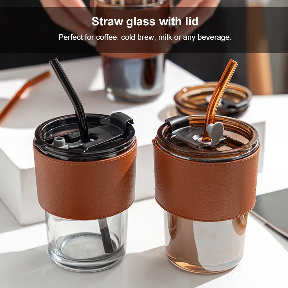 Gorgeous Glass Cup With Straw