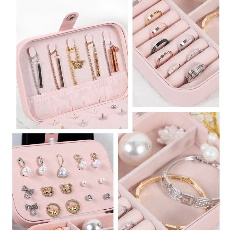 Double Layer (7inch Almost) Travel Leather Pocket Jewellery Organizer