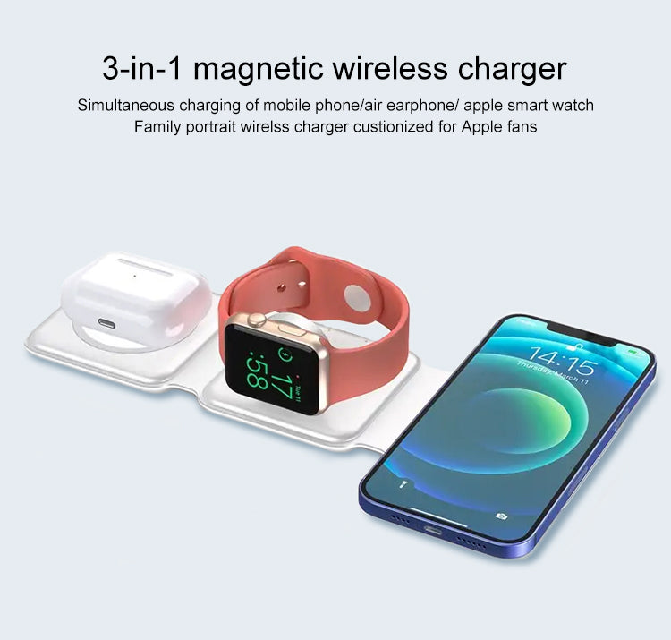 3 in 1 Foldable 3-Steps Wireless Charger