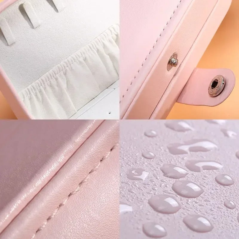 Double Layer (7inch Almost) Travel Leather Pocket Jewellery Organizer