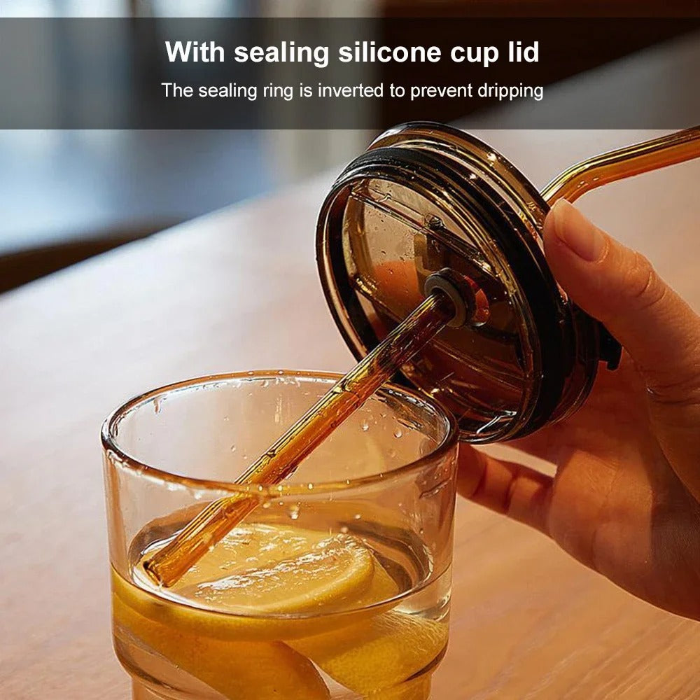 Gorgeous Glass Cup With Straw