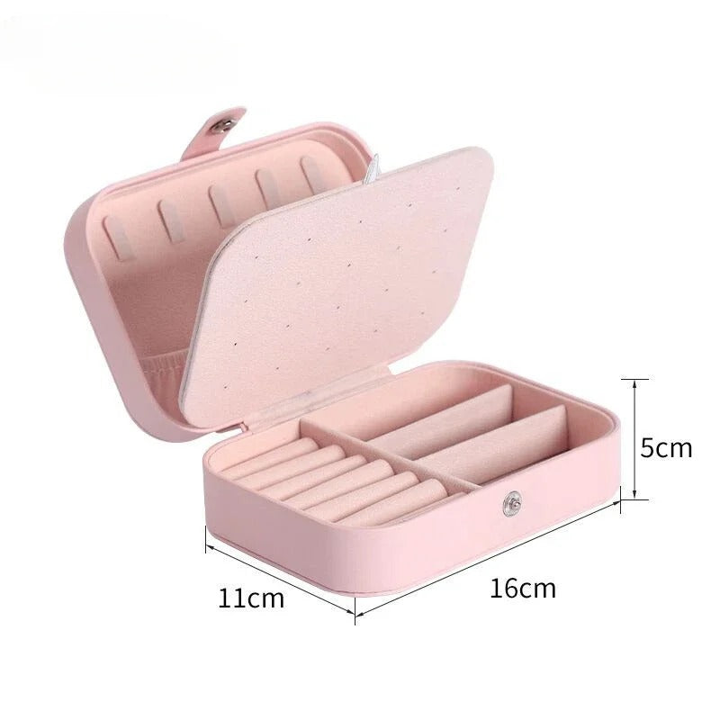 Double Layer (7inch Almost) Travel Leather Pocket Jewellery Organizer